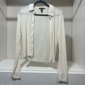 Forever 21 White Long Sleeve Button Down